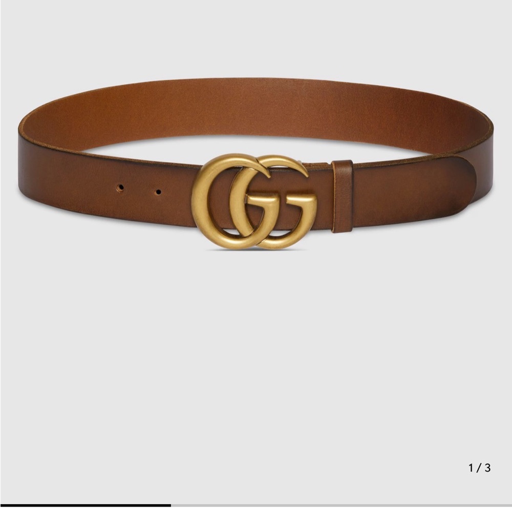 Gucci Tan Leather Belt with Gold Accent